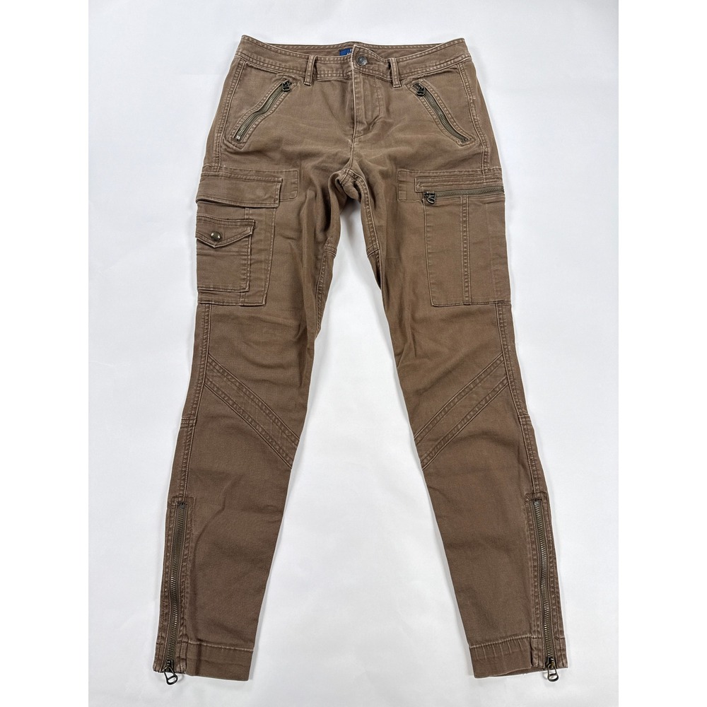 Polo Ralph Lauren Womens Cargo Pants 8 Brown Skinny Zip Ankle Utility Moto